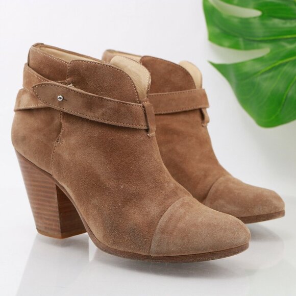 Rag  Bone Womens Harrow Boot Size 39.5 9.5 Camel Tan Suede Block Heel Bootie - Picture 1 of 12